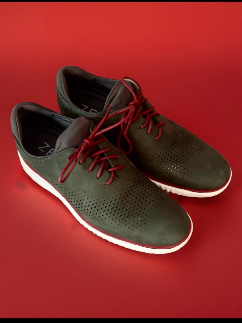 Cole Haan Mens 2.ZEROGRAND Laser Wingtip Leather Oxford Gray Lace Up Size 7.5